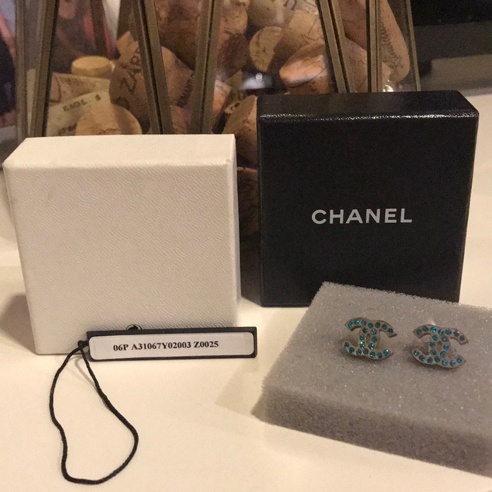 Chanel Turquoise Crystal Earrings